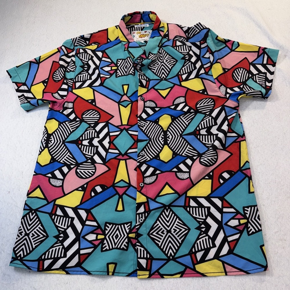 👀 Oh Snap! By Drill Geometric Angle Long Sleeve Button Up Shirt Mens Size XL